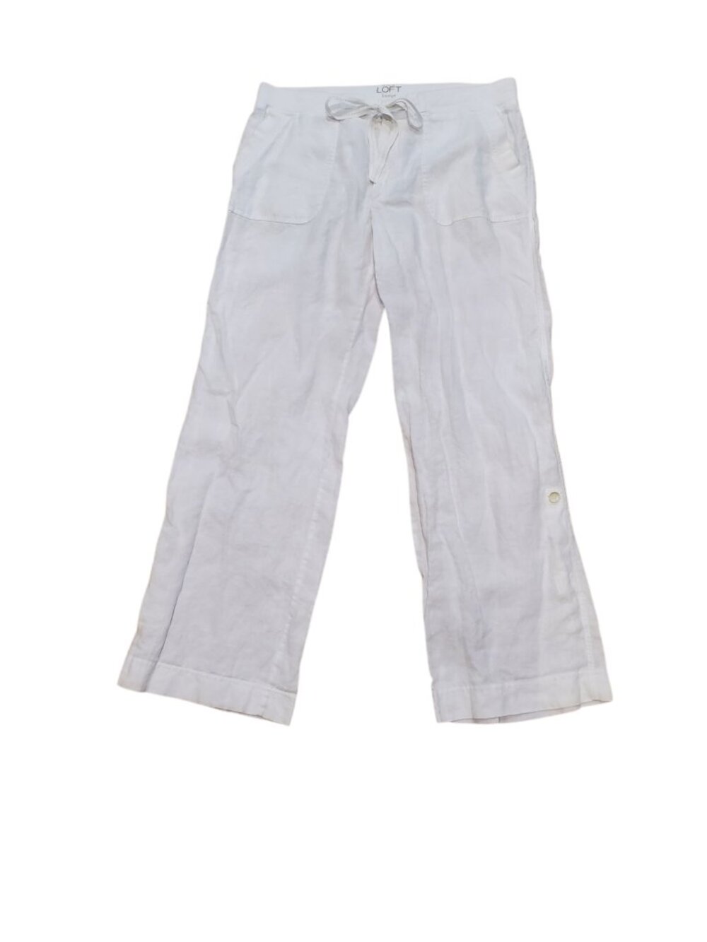 Ann Taylor Linen Lounge Pants White Wide-leg 100% Linen Pants Size 12